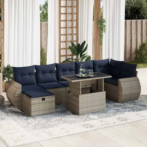 Gossi set canapele de gradina cu perne, 8 piese, maro, poliratan