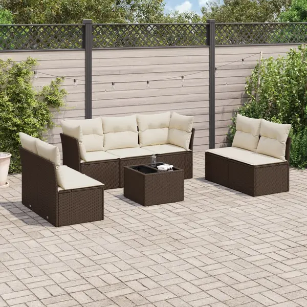 Gossi set canapele de gradina cu perne, 8 piese, maro, poliratan