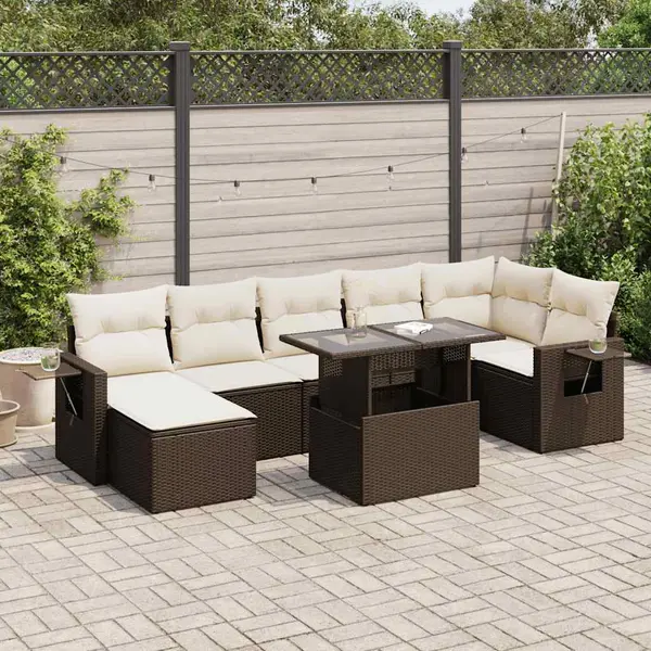 Gossi set canapele de gradina cu perne, 8 piese, maro, poliratan