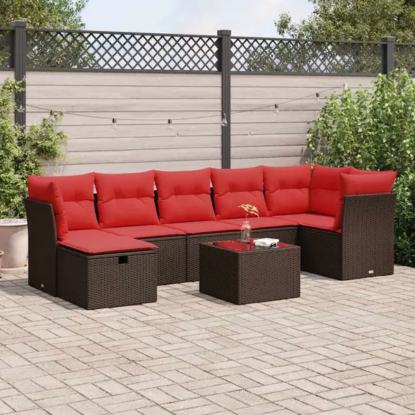 Gossi set canapele de gradina cu perne, 8 piese, maro, poliratan