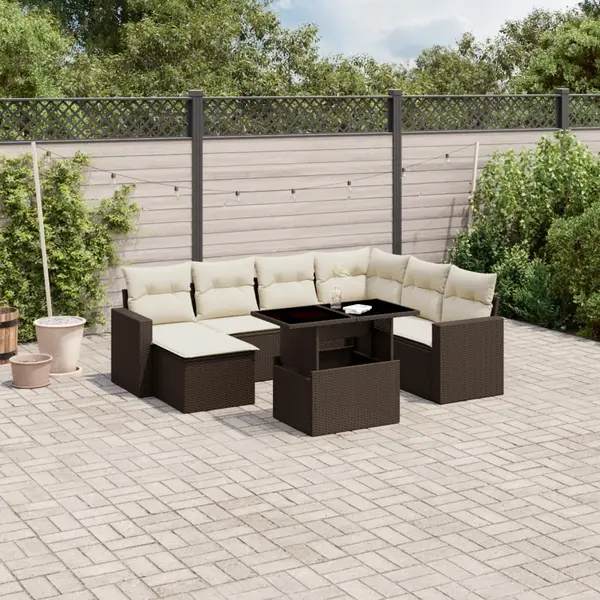 Gossi set canapele de gradina cu perne, 8 piese, maro, poliratan