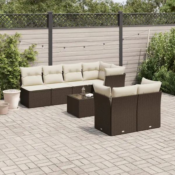 Gossi set canapele de gradina cu perne, 8 piese, maro, poliratan