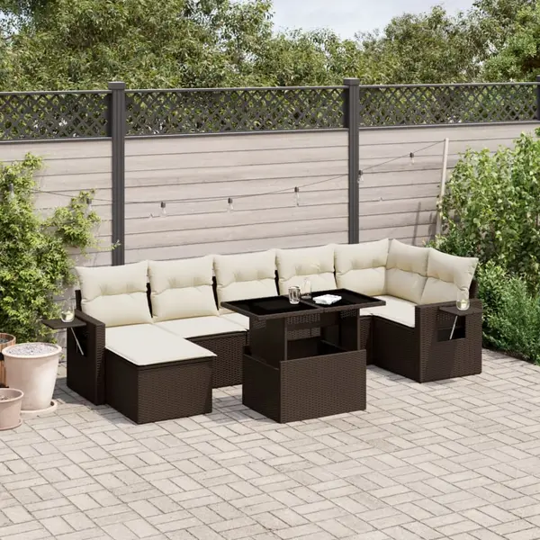 Gossi set canapele de gradina cu perne, 8 piese, maro, poliratan