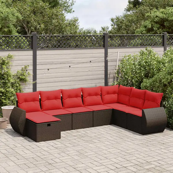 Gossi set canapele de gradina cu perne, 8 piese, maro, poliratan