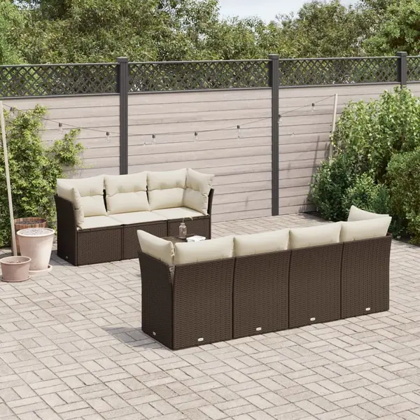 Gossi set canapele de gradina cu perne, 8 piese, maro, poliratan
