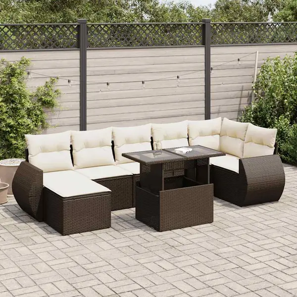 Gossi set canapele de gradina cu perne, 8 piese, maro, poliratan