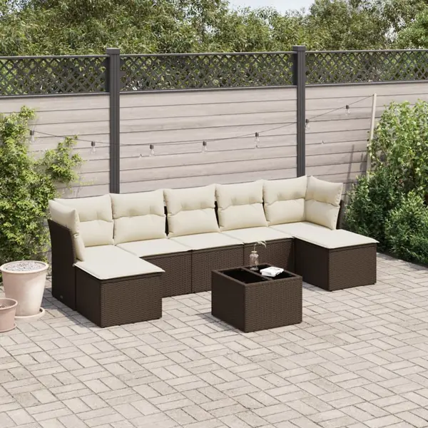 Gossi set canapele de gradina cu perne, 8 piese, maro, poliratan