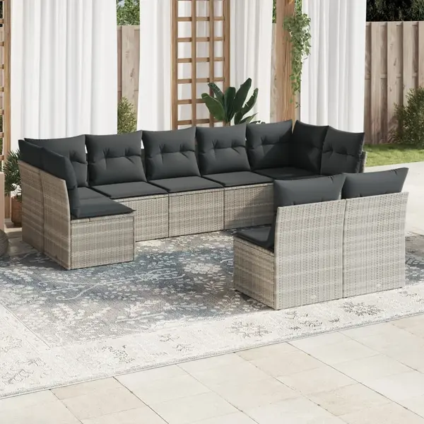 Gossi set canapele de gradina cu perne, 9 piese gri deschis poliratan