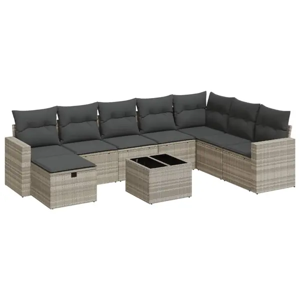 Gossi set canapele de gradina cu perne, 9 piese gri deschis poliratan
