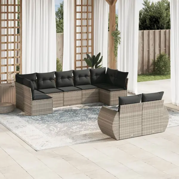 Gossi set canapele de gradina cu perne, 9 piese gri deschis poliratan