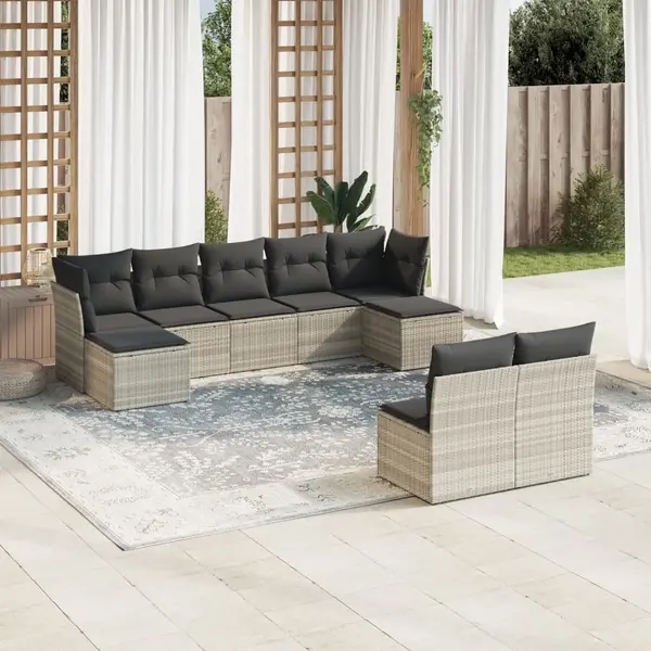 Gossi set canapele de gradina cu perne, 9 piese gri deschis poliratan