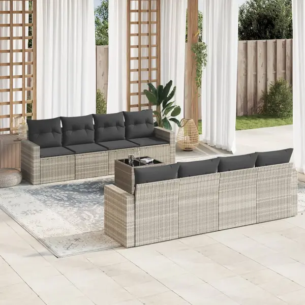 Gossi set canapele de gradina cu perne, 9 piese gri deschis poliratan