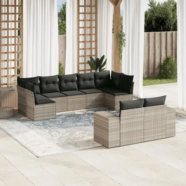 Gossi set canapele de gradina cu perne, 9 piese gri deschis poliratan