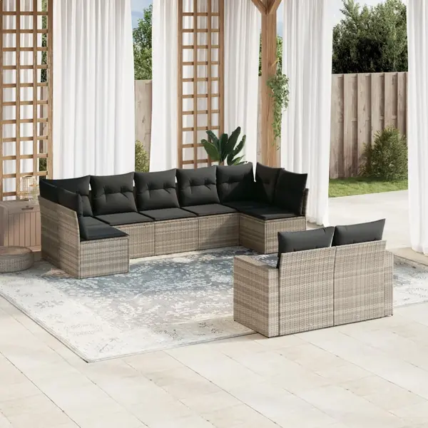 Gossi set canapele de gradina cu perne, 9 piese gri deschis poliratan