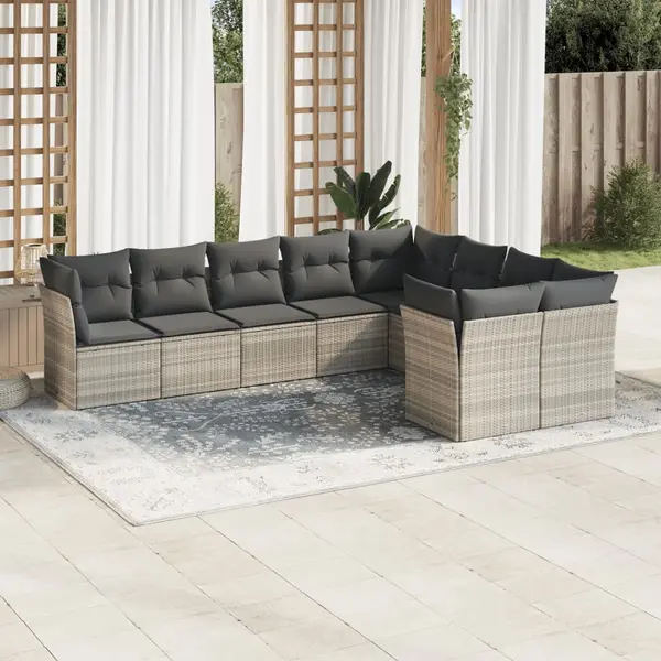 Gossi set canapele de gradina cu perne, 9 piese gri deschis poliratan