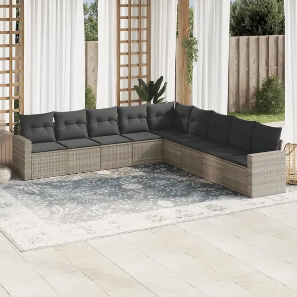 Gossi set canapele de gradina cu perne, 9 piese gri deschis poliratan