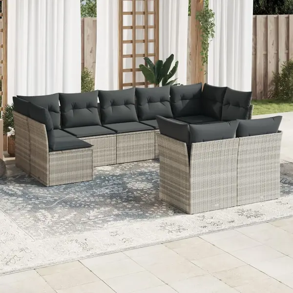 Gossi set canapele de gradina cu perne, 9 piese gri deschis poliratan