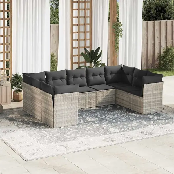 Gossi set canapele de gradina cu perne, 9 piese gri deschis poliratan