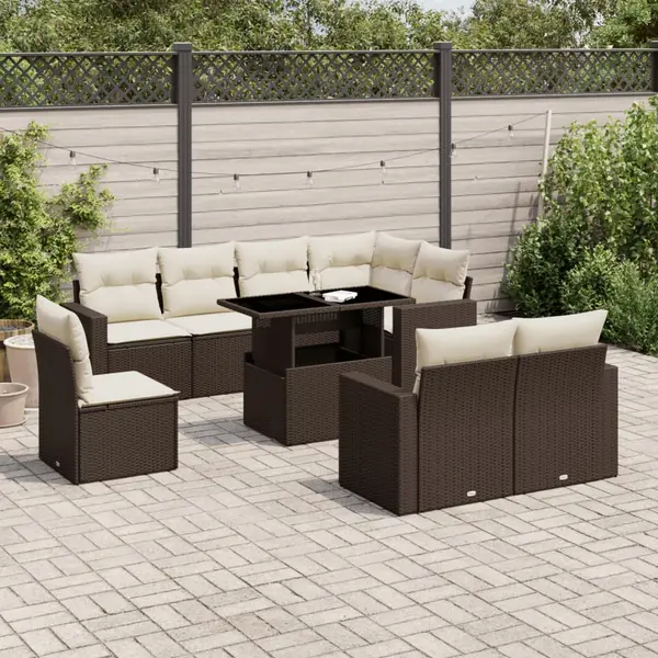Gossi set canapele de gradina cu perne, 9 piese, maro, poliratan