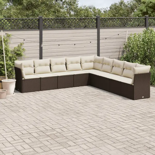 Gossi set canapele de gradina cu perne, 9 piese, maro, poliratan