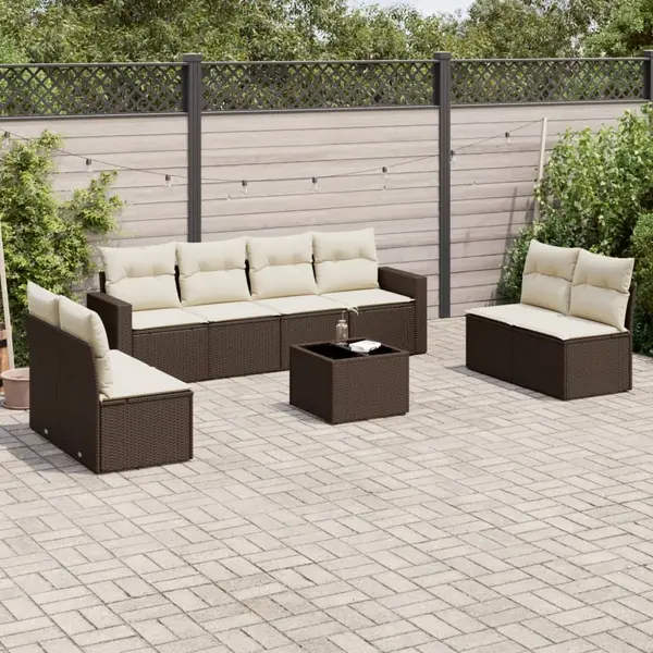 Gossi set canapele de gradina cu perne, 9 piese, maro, poliratan