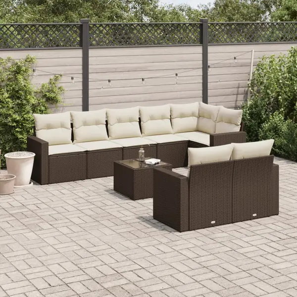 Gossi set canapele de gradina cu perne, 9 piese, maro, poliratan