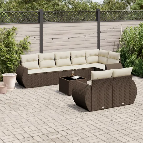 Gossi set canapele de gradina cu perne, 9 piese, maro, poliratan