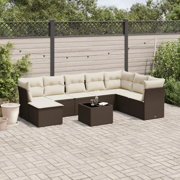 Gossi set canapele de gradina cu perne, 9 piese, maro, poliratan