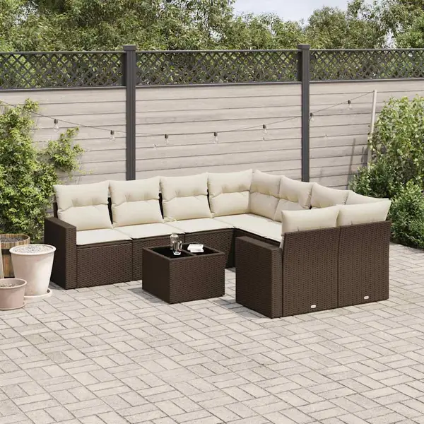 Gossi set canapele de gradina cu perne, 9 piese, maro, poliratan