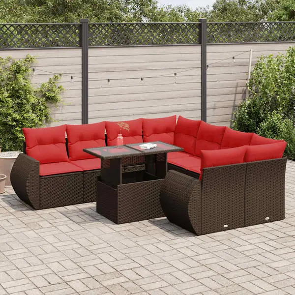 Gossi set canapele de gradina cu perne, 9 piese, maro, poliratan
