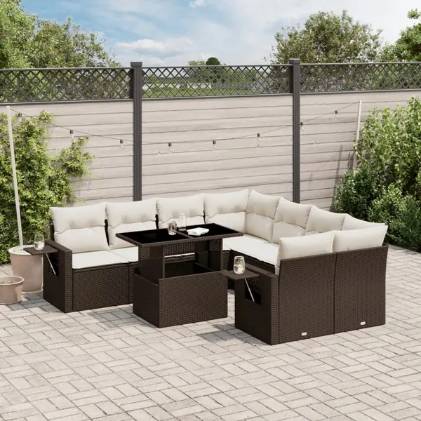 Gossi set canapele de gradina cu perne, 9 piese, maro, poliratan