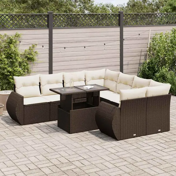 Gossi set canapele de gradina cu perne, 9 piese, maro, poliratan