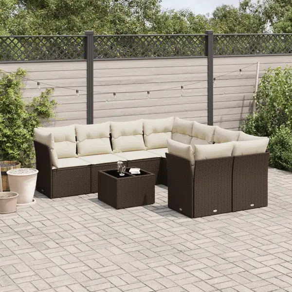 Gossi set canapele de gradina cu perne, 9 piese, maro, poliratan