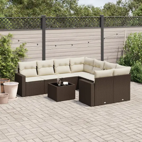 Gossi set canapele de gradina cu perne, 9 piese, maro, poliratan