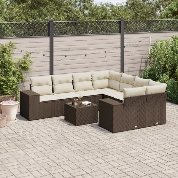 Gossi set canapele de gradina cu perne, 9 piese, maro, poliratan