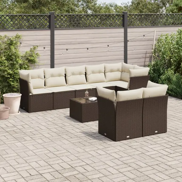 Gossi set canapele de gradina cu perne, 9 piese, maro, poliratan