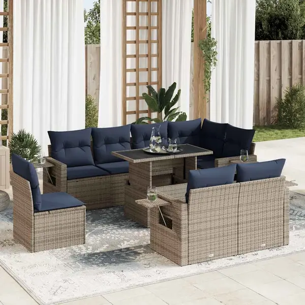 Gossi set canapele de gradina cu perne, 9 piese, maro, poliratan