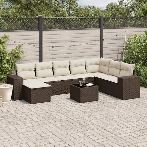 Gossi set canapele de gradina cu perne, 9 piese, maro, poliratan