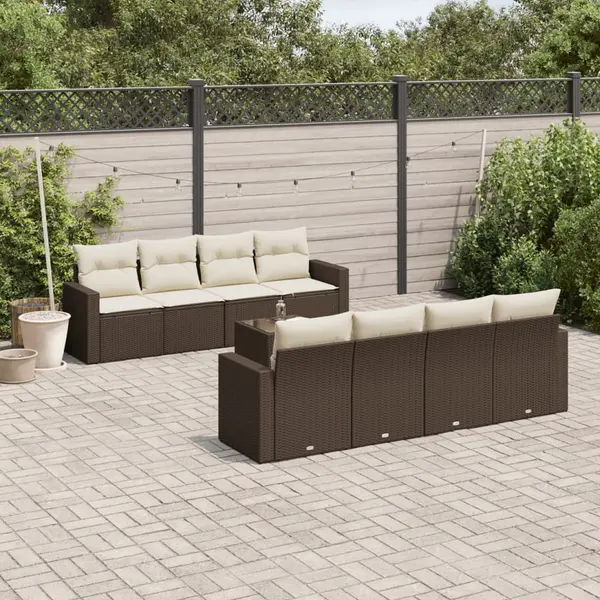 Gossi set canapele de gradina cu perne, 9 piese, maro, poliratan