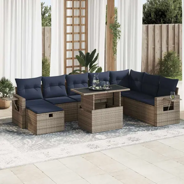 Gossi set canapele de gradina cu perne, 9 piese, maro, poliratan