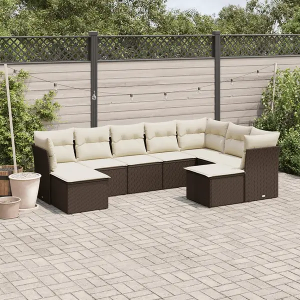 Gossi set canapele de gradina cu perne, 9 piese, maro, poliratan