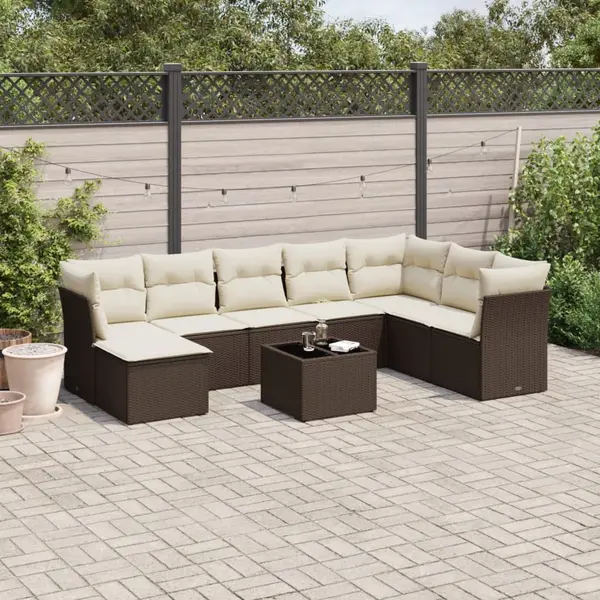 Gossi set canapele de gradina cu perne, 9 piese, maro, poliratan