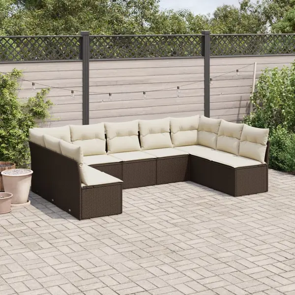 Gossi set canapele de gradina cu perne, 9 piese, maro, poliratan