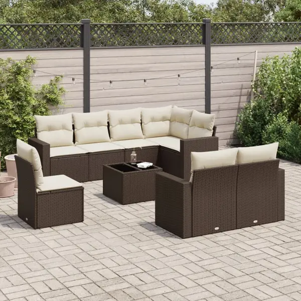 Gossi set canapele de gradina cu perne, 9 piese, maro, poliratan