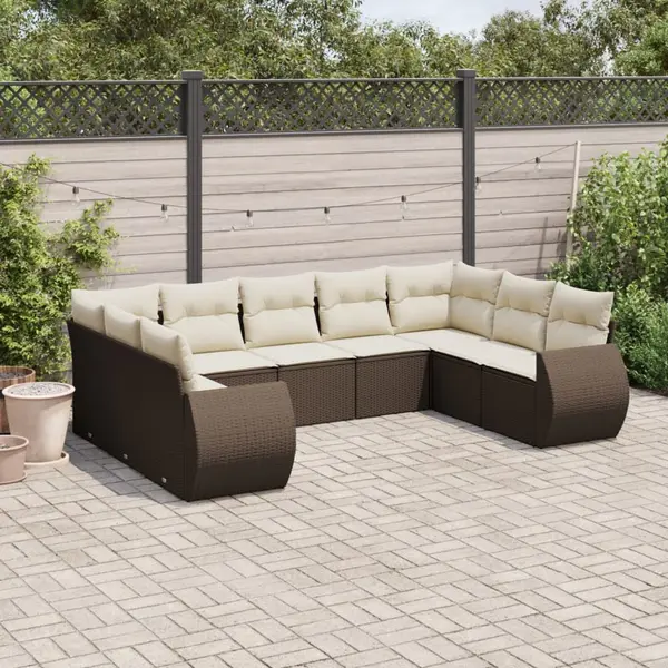 Gossi set canapele de gradina cu perne, 9 piese, maro, poliratan
