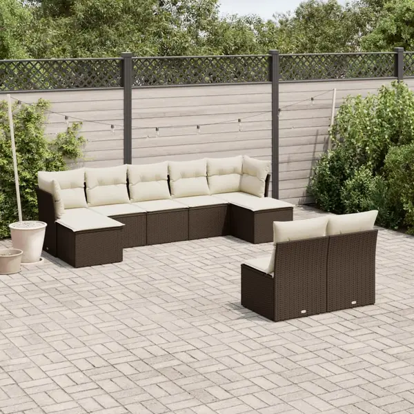 Gossi set canapele de gradina cu perne, 9 piese, maro, poliratan