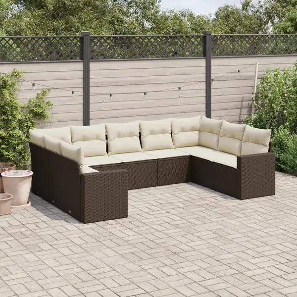 Gossi set canapele de gradina cu perne, 9 piese, maro, poliratan