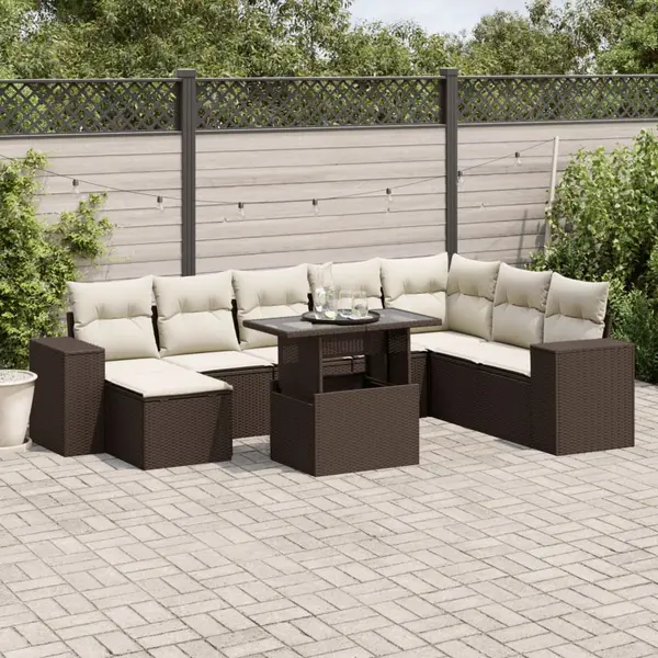 Gossi set canapele de gradina cu perne, 9 piese, maro, poliratan