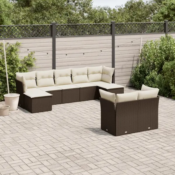 Gossi set canapele de gradina cu perne, 9 piese, maro, poliratan
