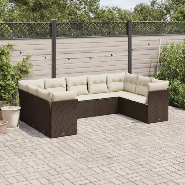 Gossi set canapele de gradina cu perne, 9 piese, maro, poliratan